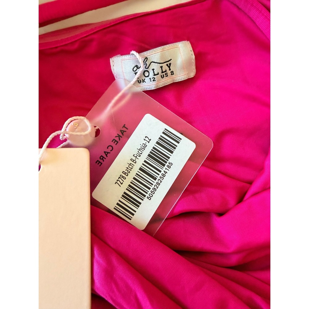 Oh Polly Fuchsia One Shoulder Cut Out Ruched Maxi Dress Pink Size 8 NWT - Picture 6 of 6